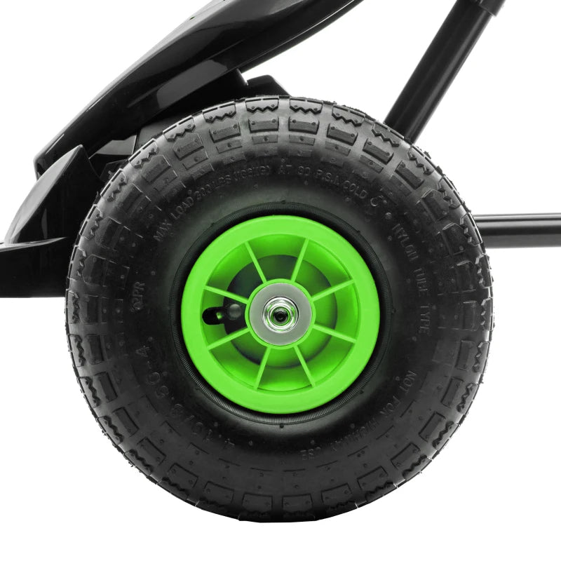 Kids Adjustable Seat Pedal Go Kart with Inflatable Tires for Outdoor Fun Green