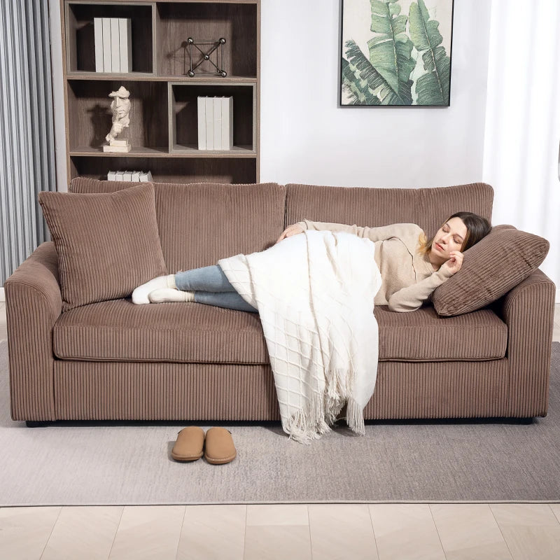 Modern 3-Seater Fabric Sofa with Spring Cushions and Scatter Cushions for Living Room and Home Office