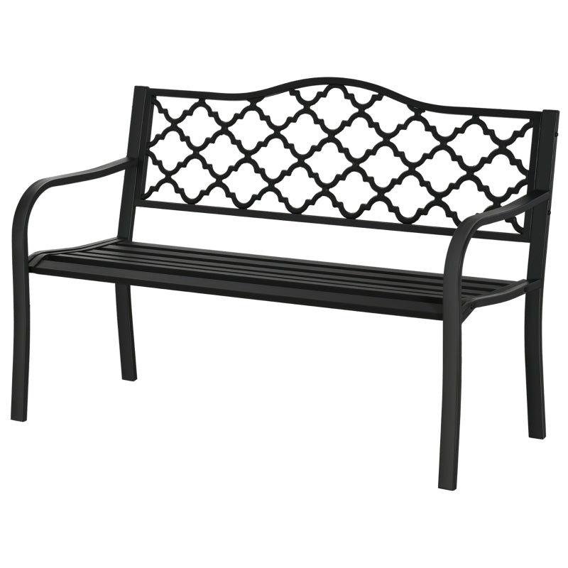 Antique Black 2-Seater Steel Garden Loveseat
