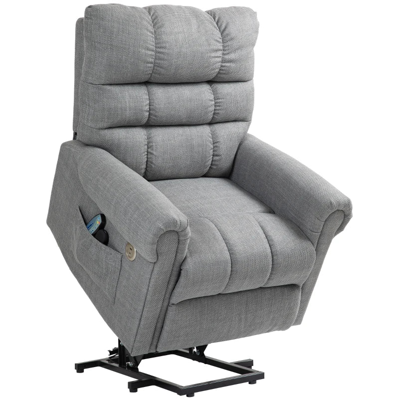 Electric Massage Rise and Recline Armchair in Grey for Ultimate Comfort and Relaxation