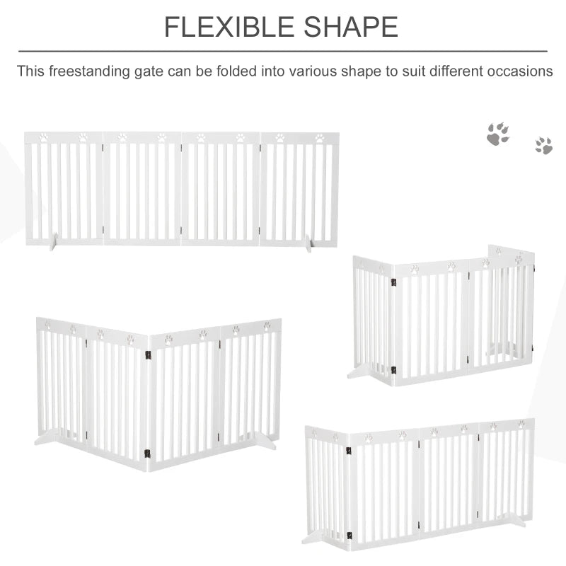 Foldable Wooden Pet Gate - Freestanding Dog Safety Barrier with Support Feet for Home Use