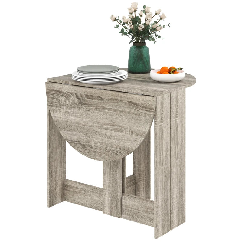 Space-Saving Drop Leaf Folding Dining Table for Small Spaces - Stylish Grey Kitchen & Dining Room Furniture