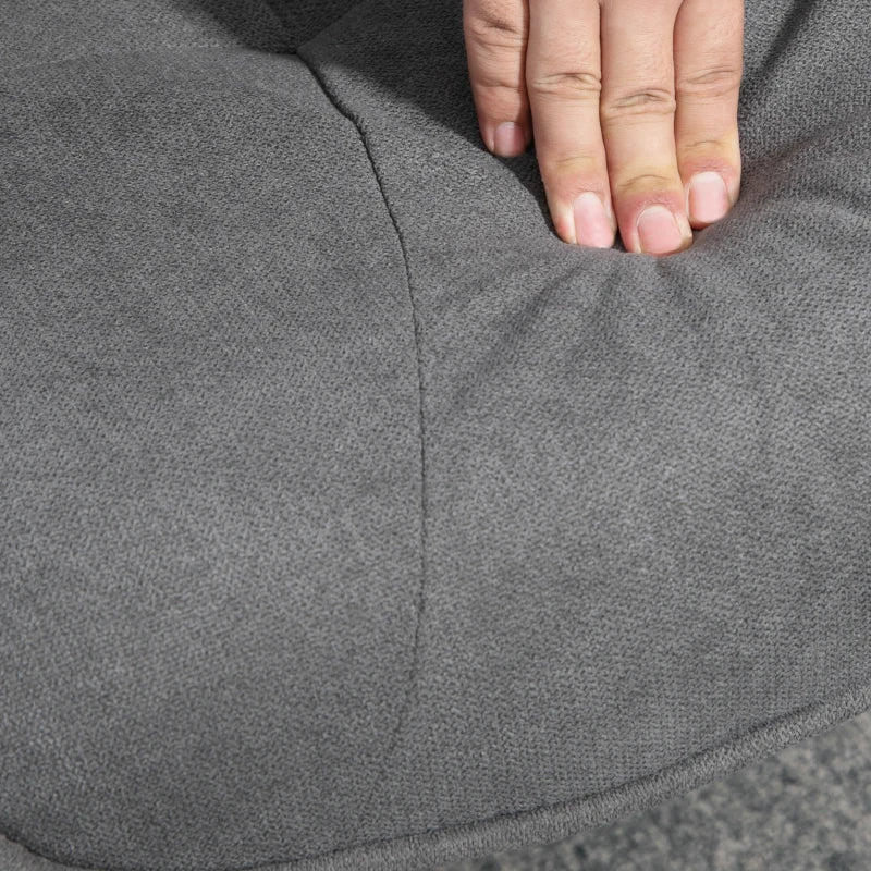 Linen Swivel Recliner Chair with Footstool - Upholstered Reclining Armchair with Wooden Base for Living Room, Grey