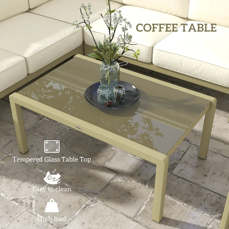 Light Cream/Gold Metal Garden Sofa, Table & Chair