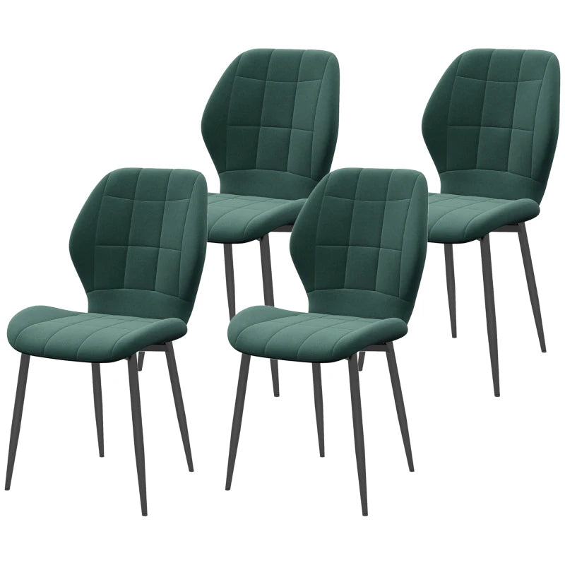 Set of 4 Green Flannel Relaxed Tub Dining Chairs - Cozy, Stylish Seating for Home or Restaurant Use