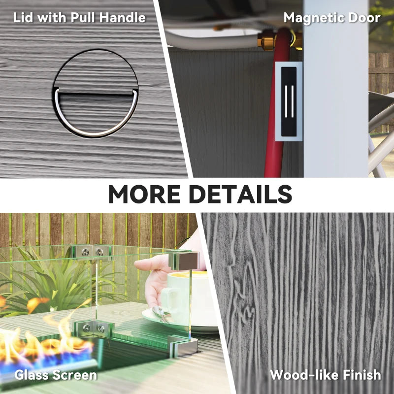 50,000 BTU Dark Grey Gas Fire Pit Table with Cover - Outdoor Heating Solution for Patios and Backyards