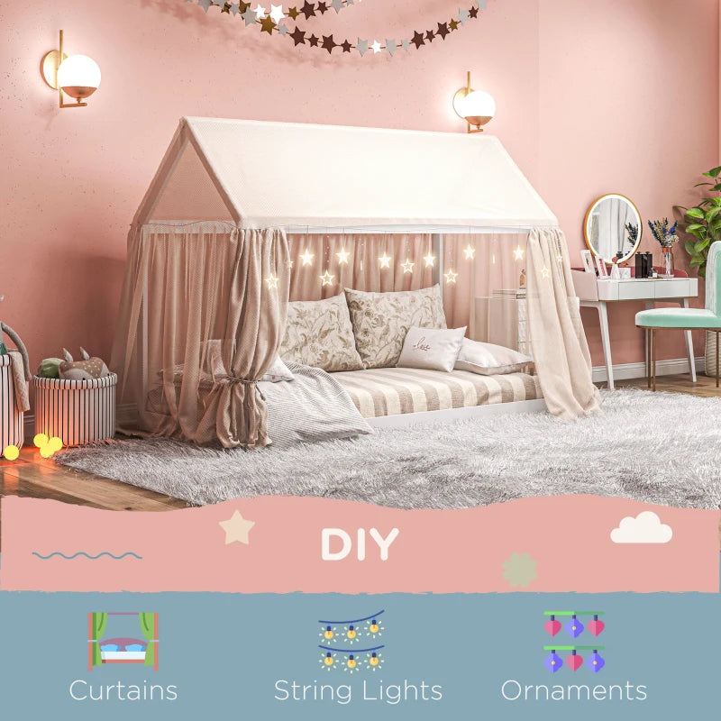 Scandinavian Style Wooden Single Bed Frame - Pine Wood Base for 90x190cm Mattress - Modern White Design