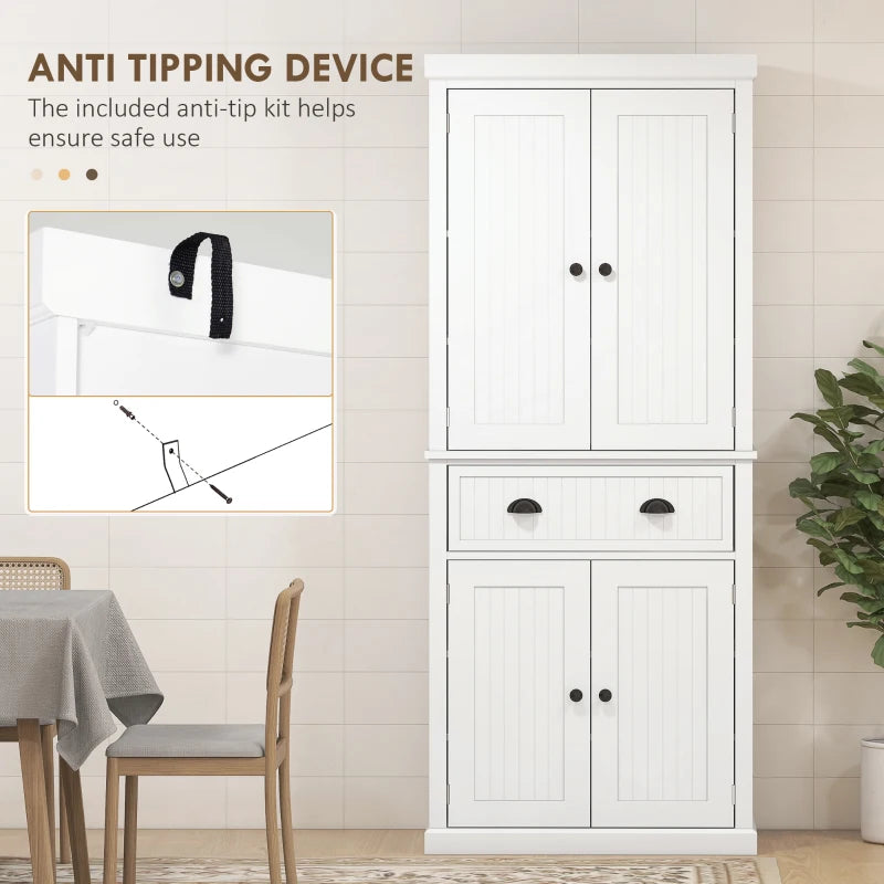 Freestanding Multi-Storage Kitchen Cabinet in White - Stylish & Functional Organizer for Home & Kitchen Storage Solutions