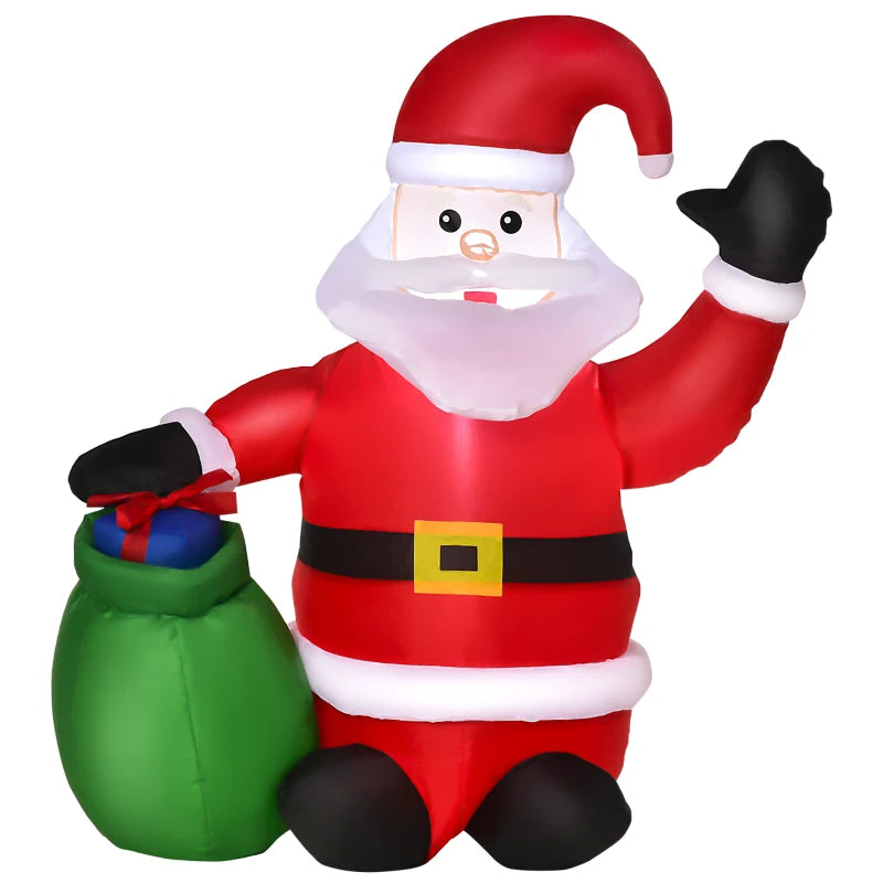 4ft Inflatable Christmas Santa Claus with LED Lights - Festive Yard Decoration for Holiday Cheer