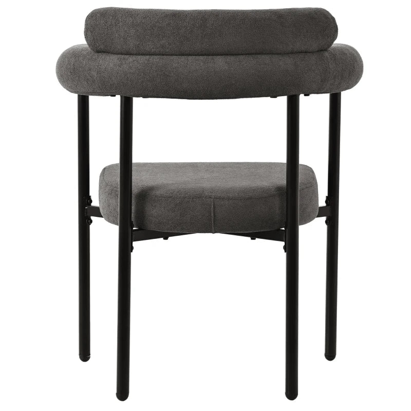 Set of 2 Modern Ergonomic Dining Chairs - High-Density Sponge, Sturdy Iron Frame, Faux Suede, Gray - 70L x 62W x 85H cm