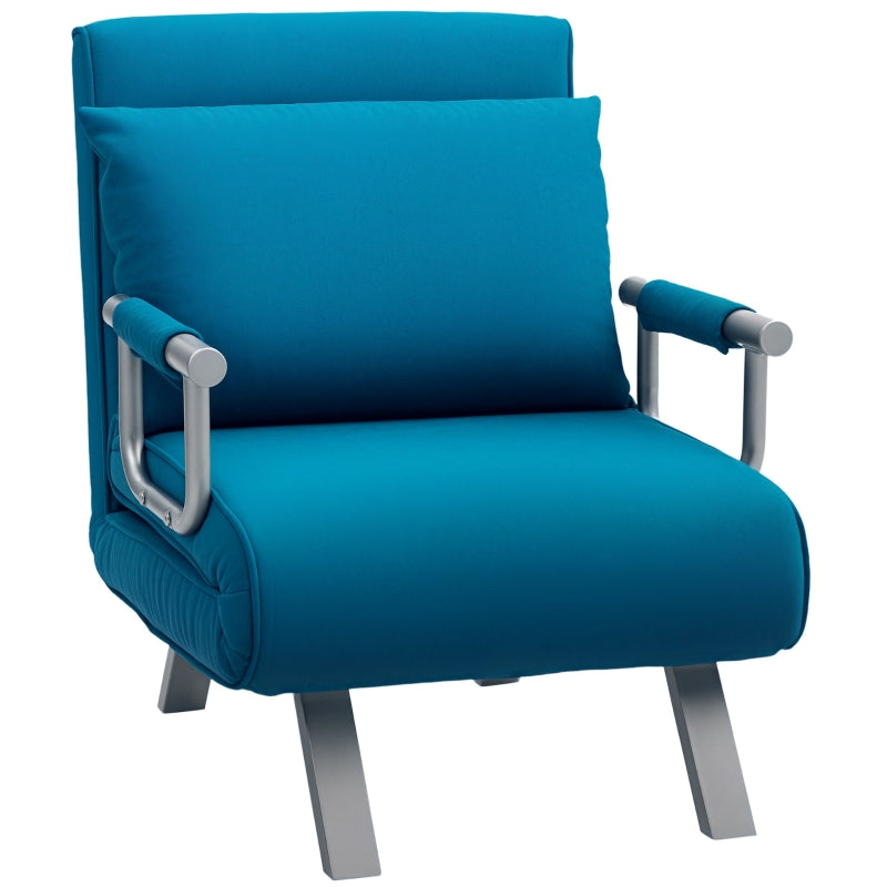 Versatile 4-in-1 Faux Suede Chair Bed in Blue for Stylish Comfort and Space-Saving Solutions