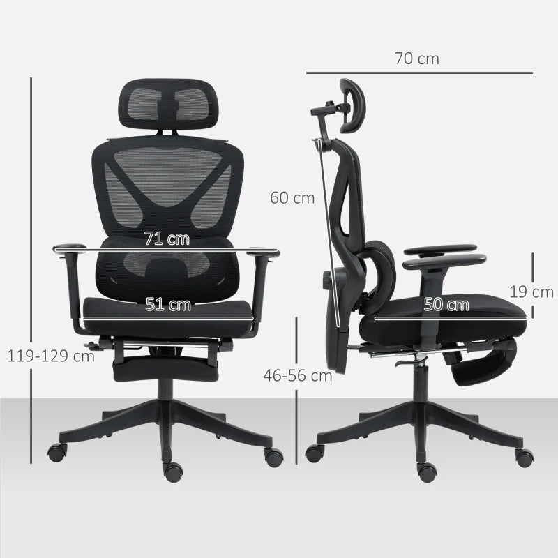 Ergonomic Adjustable Office Chair - Comfortable Black Desk Chair for Home & Office Use, Lumbar Support, Height Adjustable