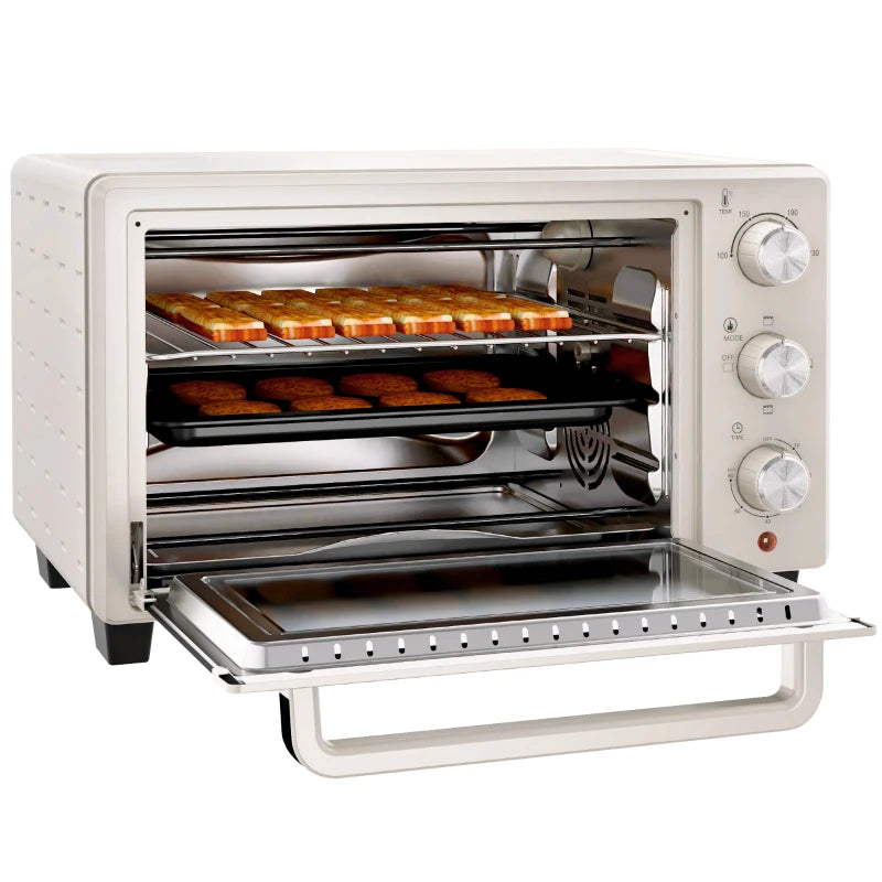 21L Mini Countertop Oven - Adjustable Temperature 100°C-230°C, Compact White Design for Efficient Cooking