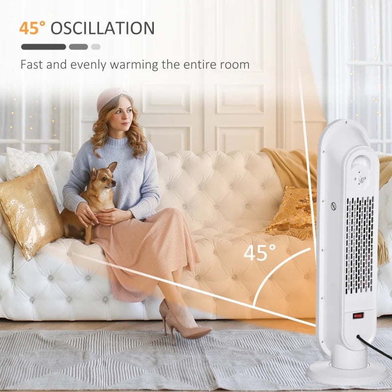 Indoor Ceramic Space Heater with Remote Control Oscillation Timer and Safety Features 1200W 2000W White