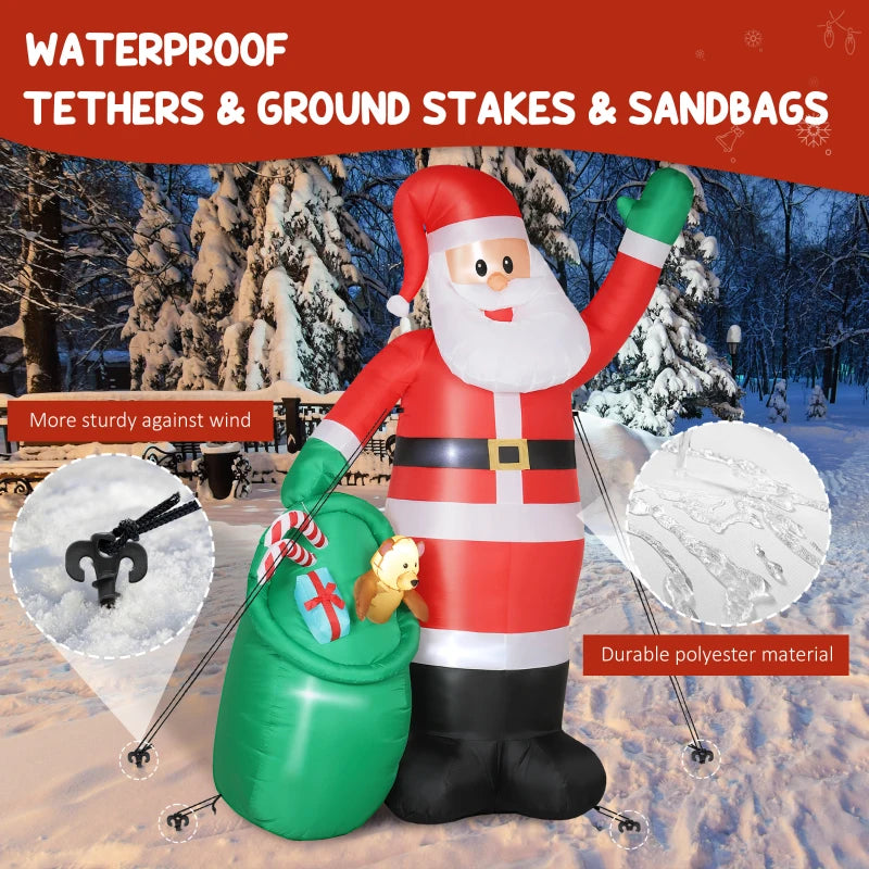 9ft Christmas Inflatable Santa with Bear Sack - Giant LED Blow Up Decoration for Indoor & Outdoor Holiday Home Decor