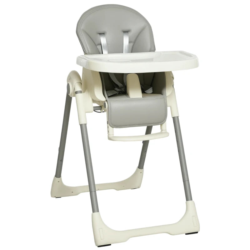 Adjustable Foldable Baby High Chair with Removable Tray and Safety Harness for Infants