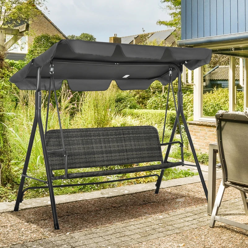 3 Seater Garden Swing Bench - Grey