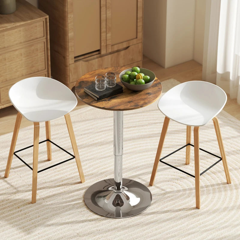 Rustic Brown Round Bar Table - 360° Swivel Counter Pub Table with Adjustable Height for Kitchen & Cafe
