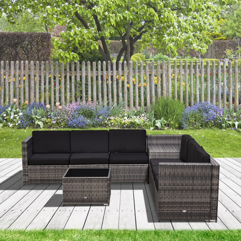 6-Seater Rattan Corner Sofa Set Set With Cushions