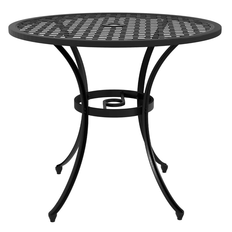 Round Aluminium Garden Table with 50mm Parasol Hole - Grey