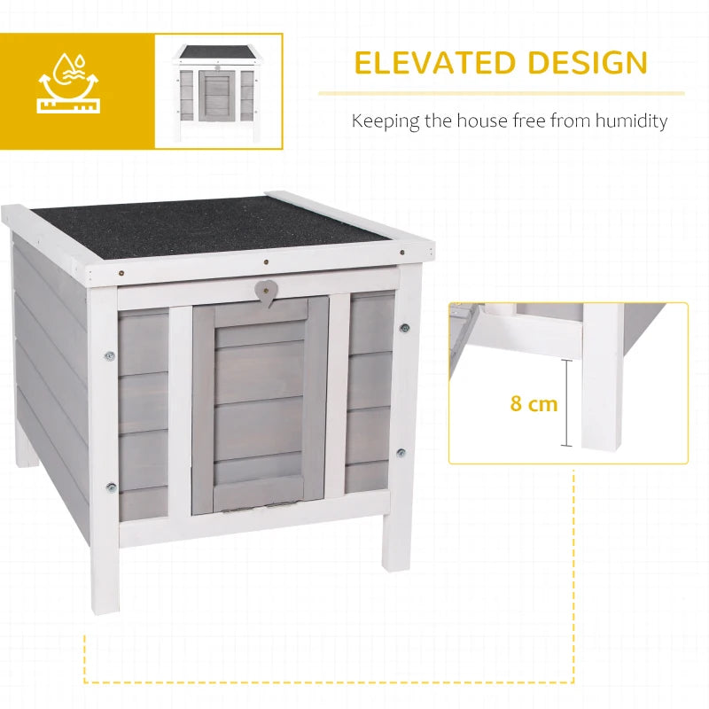 Wooden Rabbit Hutch Outdoor - Guinea Pig & Bunny Cage with Openable Roof, Cat House, Small Animal House, 51x42x43cm, Grey