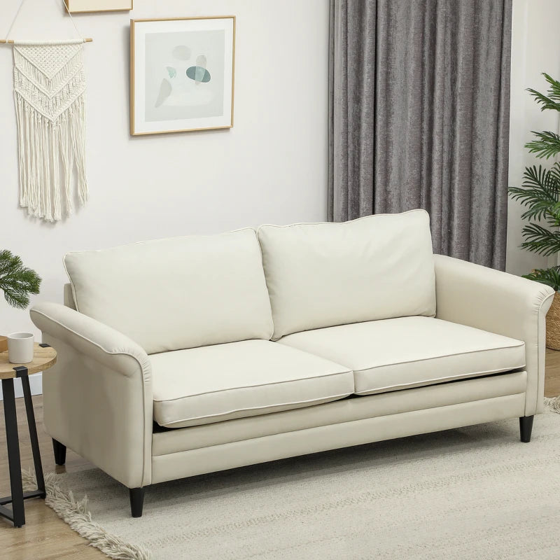 Modern 3-Seater Fabric Sofa with Spring Cushions and Rubber Wood Legs for Living Room or Bedroom