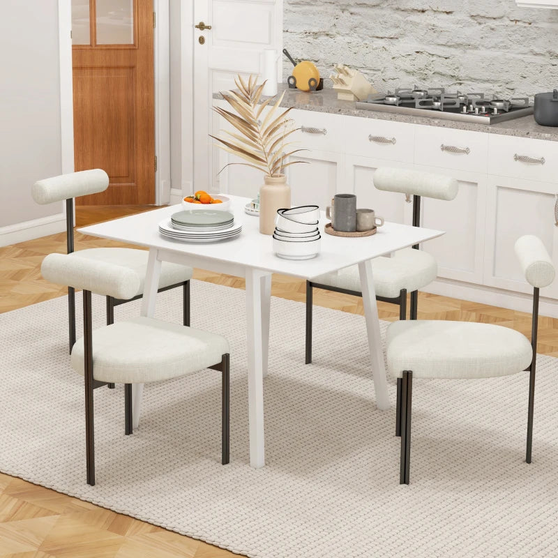 Solid Wood Folding Dining Table - Drop Leaf Rectangle Table for 2-4 People, Space-Saving Kitchen Table in White