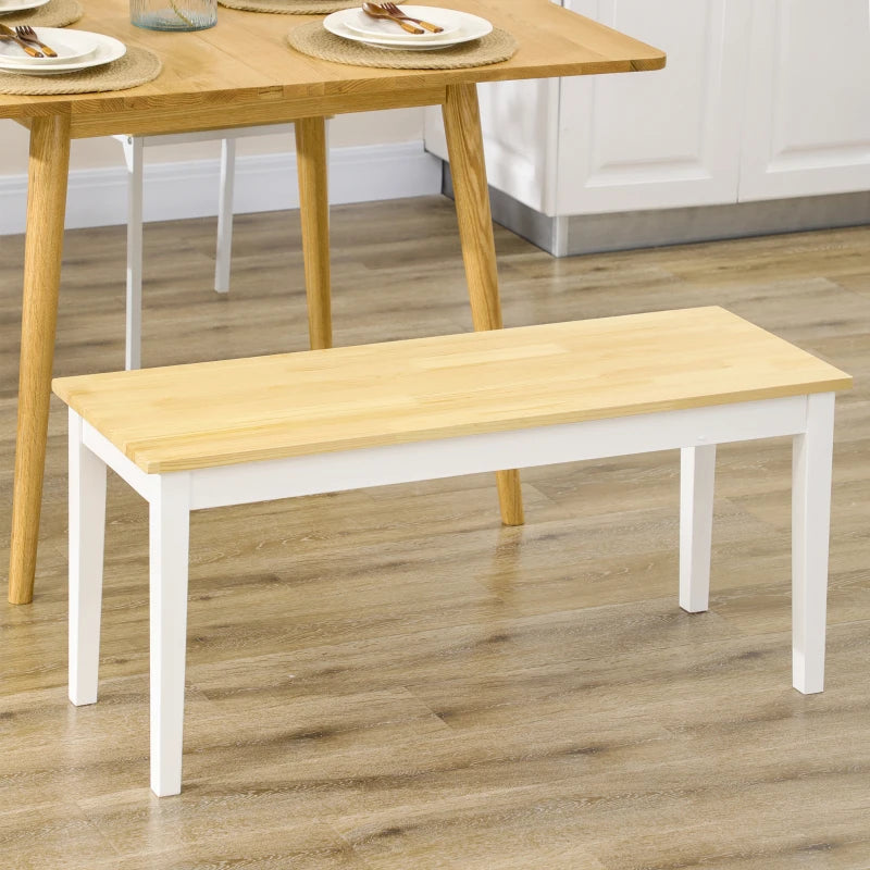 102 cm Wooden Dining Bench for 2 - Stylish White Kitchen & Dining Room Seating, Perfect for Entryway