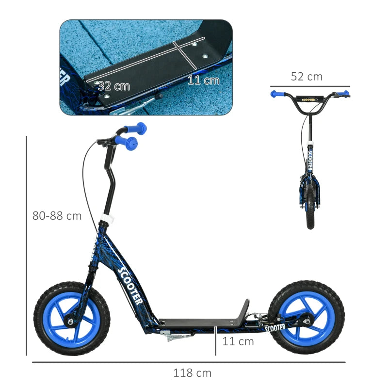 Adjustable Kids Scooter with Non-slip Footplate and Rear Brake for Safe Riding Blue