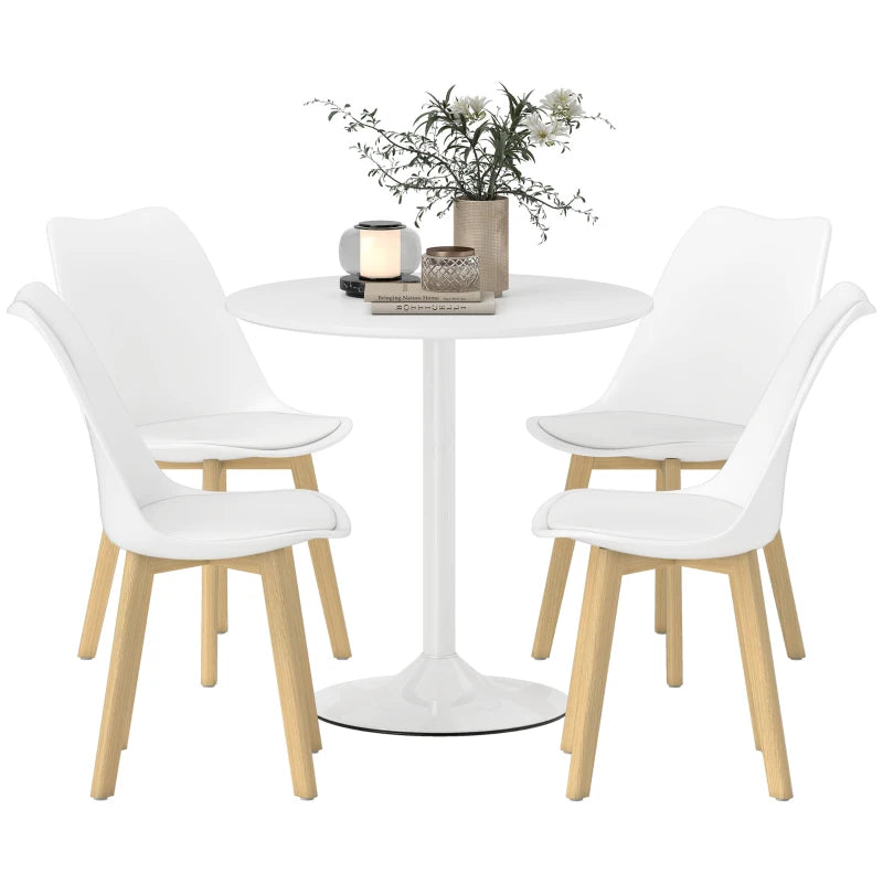 Stylish Five-Piece Modern White Dining Set - Perfect for Contemporary Homes, Includes Table and Four Chairs