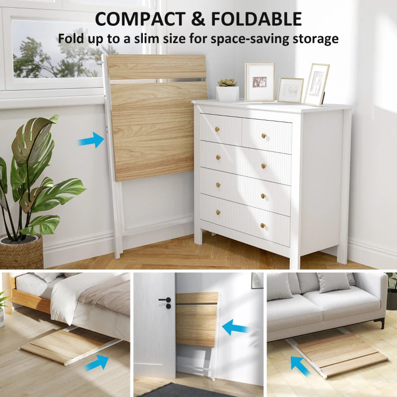 70 cm Folding Computer Desk with Monitor Shelf - Stylish Natural Wood Finish for Home Office & Study