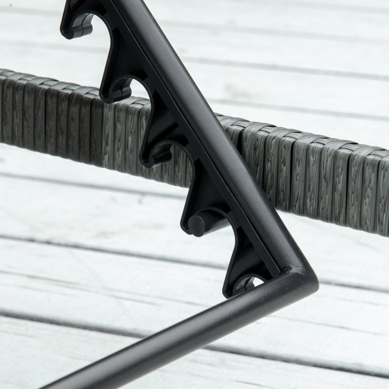 Grey Rattan Sun Lounger with Padded Cushion & 5-level Recline