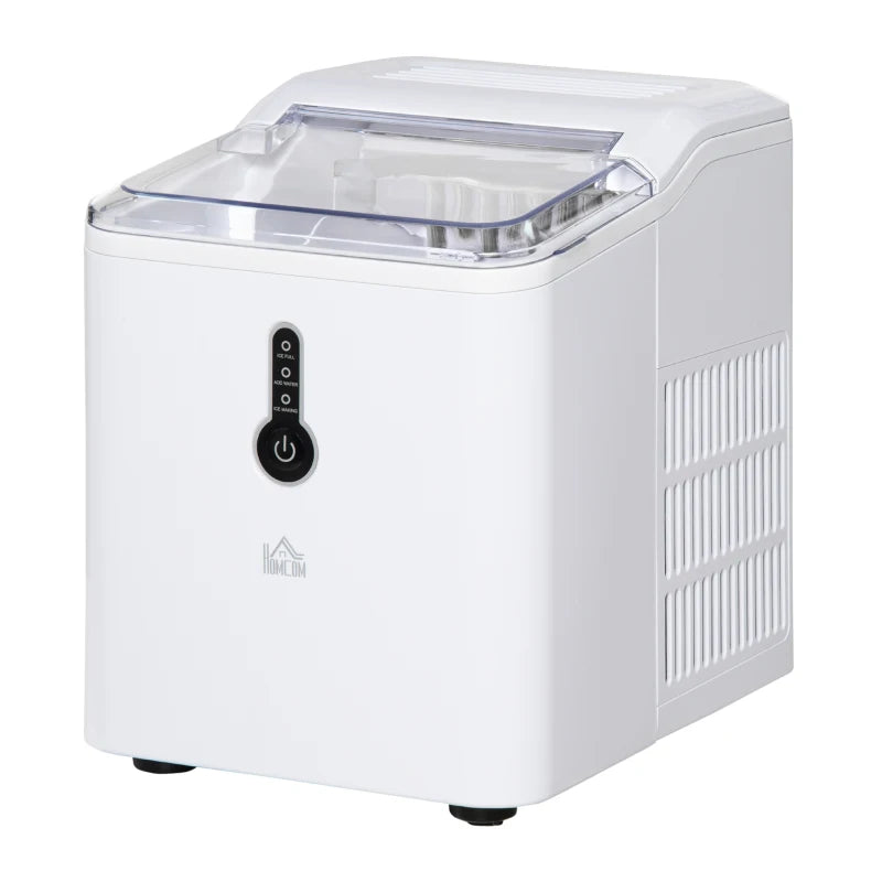 Compact Ice Maker Machine - 1.5L Countertop, Self-Cleaning, 9 Cubes in 8 Mins, 12kg/24hrs, No Plumbing, White