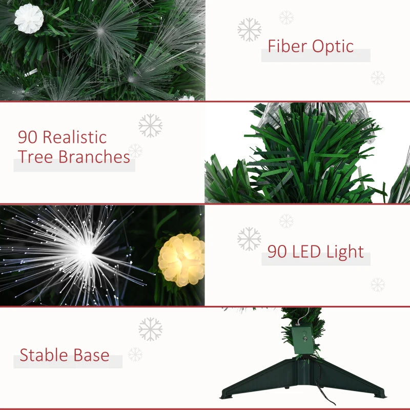 3ft Pre-Lit White Artificial Christmas Tree with 90 LEDs & Star Topper - Full Bodied Seasonal Decoration for Home
