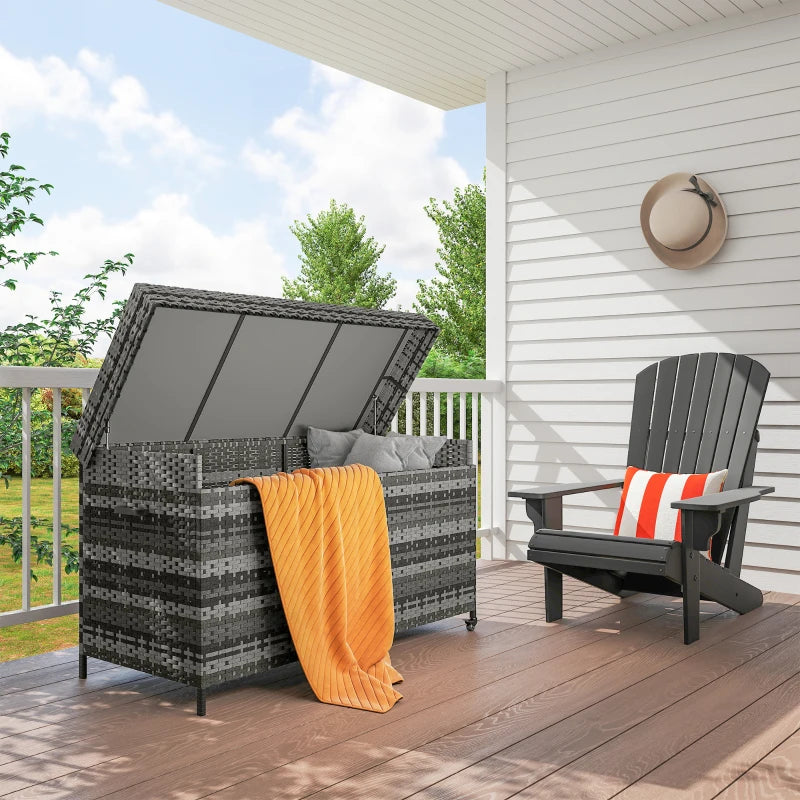 Dark Grey 627L Rattan Storage Box - Stylish Outdoor & Indoor Organizer