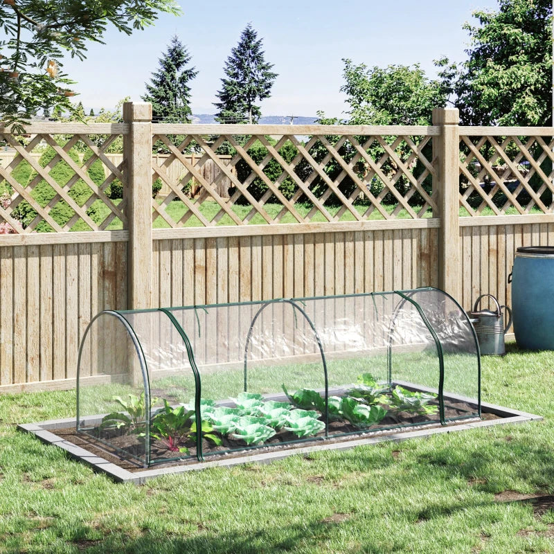 Green Steel Frame PVC Tunnel Greenhouse for Garden, 250x100x80cm