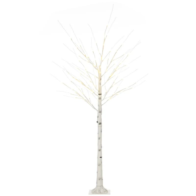6ft Pre-Lit Artificial White Birch Tree with Warm White LED Lights - Indoor & Outdoor Decorative Lighting