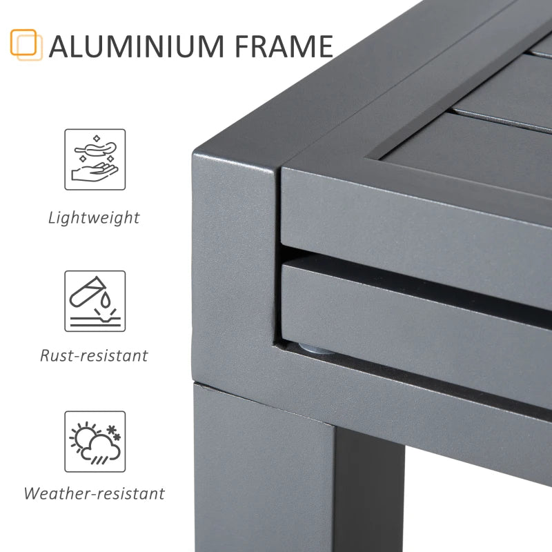 Grey Extendable Outdoor Dining Table, 10 Seater, Aluminium Frame, 135-270cm x 90cm x 75cm