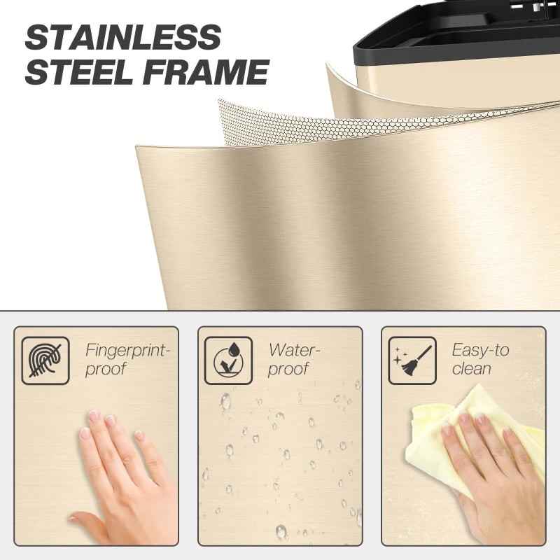 40L Dual Compartment Stainless Steel Trash Bin with Deodoriser Holders - Elegant Gold Tone for Modern Kitchens