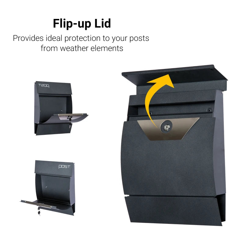 Wall-Mounted Mailbox for Letters and Newspapers