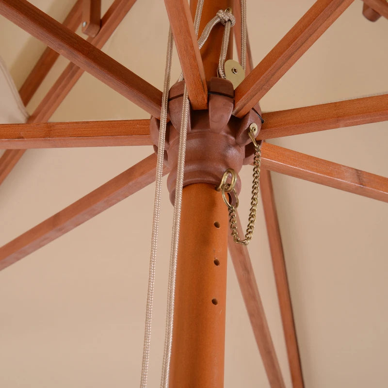 Beige Double Tier 3x3m Patio Garden Umbrella Sunshade Canopy