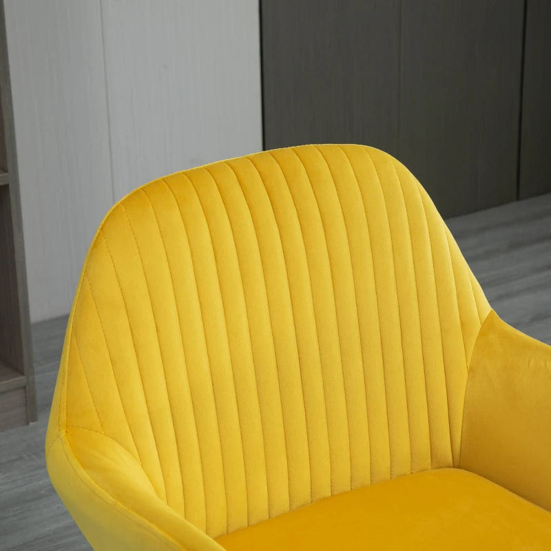 Velvet-Feel Plisse Back Accent Chair in Yellow for Stylish Home Decor