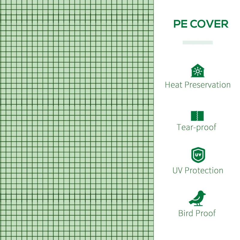 Green Steel Frame Mini Garden Greenhouse with Zipped Doors, 295 x 100 x 80cm