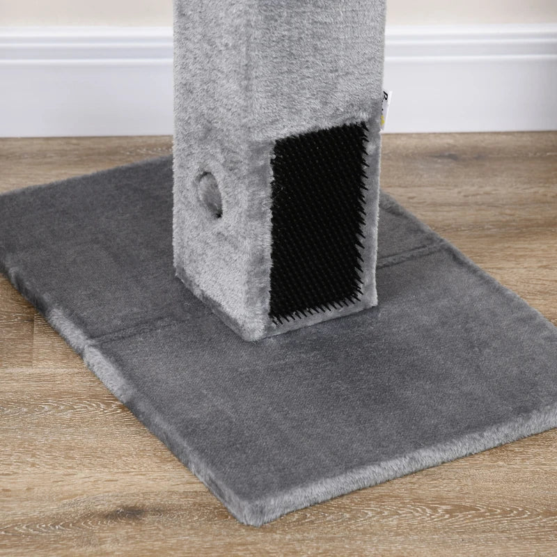79cm Cat Tree Scratching Post - Indoor Jute Scratcher Climber with Carpet Base & Dangling Toy - Grey