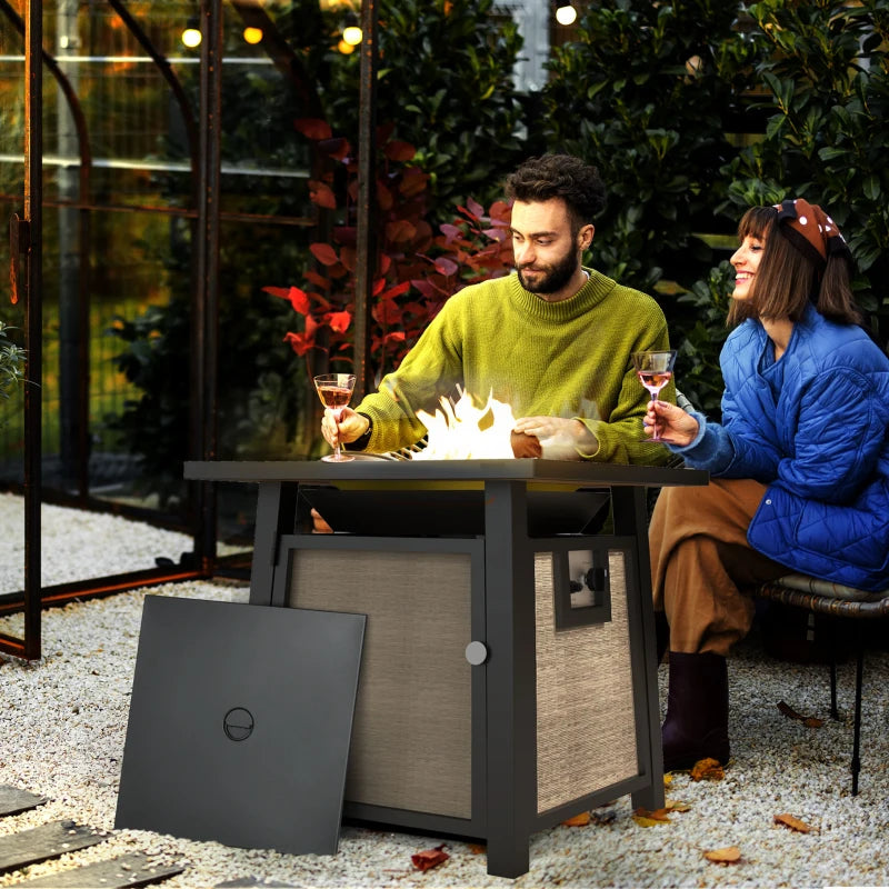 50,000 BTU Brown Gas Fire Pit Table with Cover & Glass Beads - Outdoor Heating for Patios & Backyards