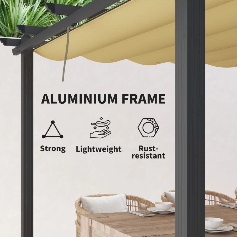 3m x 3m Khaki Aluminium Pergola with Retractable Roof