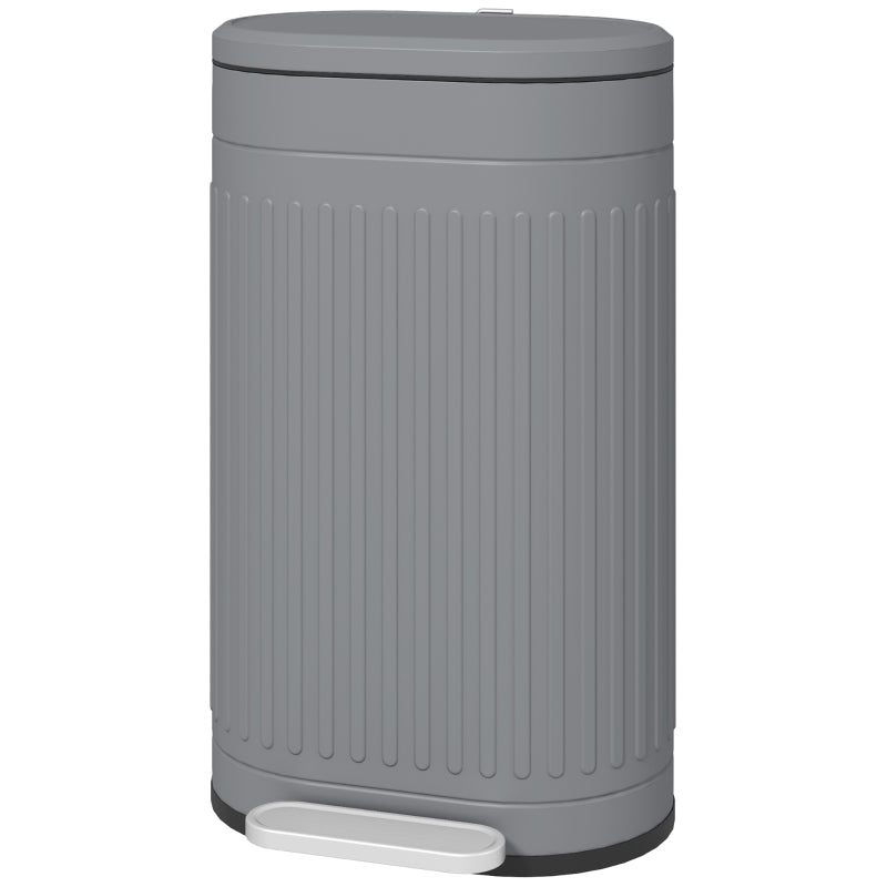 30L Grey Metal Kitchen Bin with Soft-Close Lid - Stylish and Durable Waste Container for Home and Office