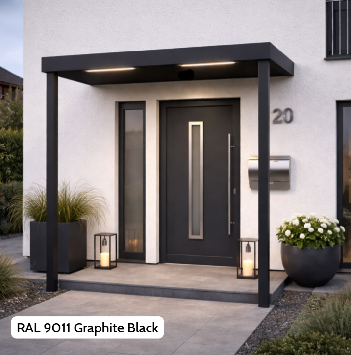 Custom Aluminium Canopy with Motion Sensor, LED & 2 Posts (Bespoke Colour)