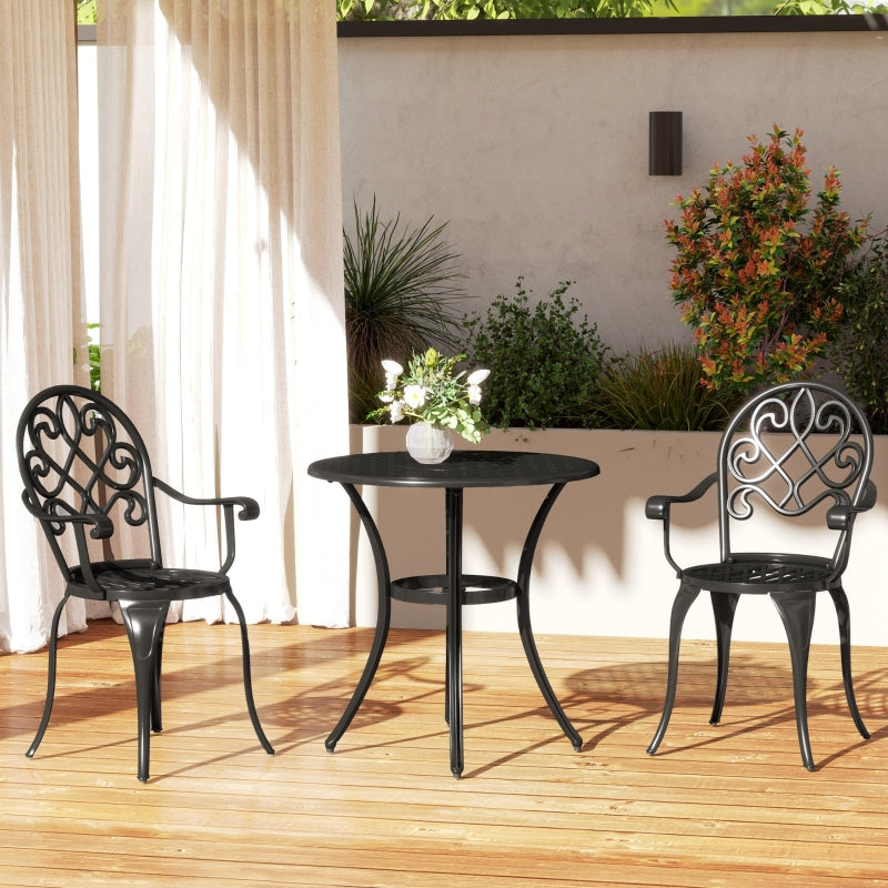 Elegant Black Aluminium Garden Set - 3-Piece Outdoor Furniture