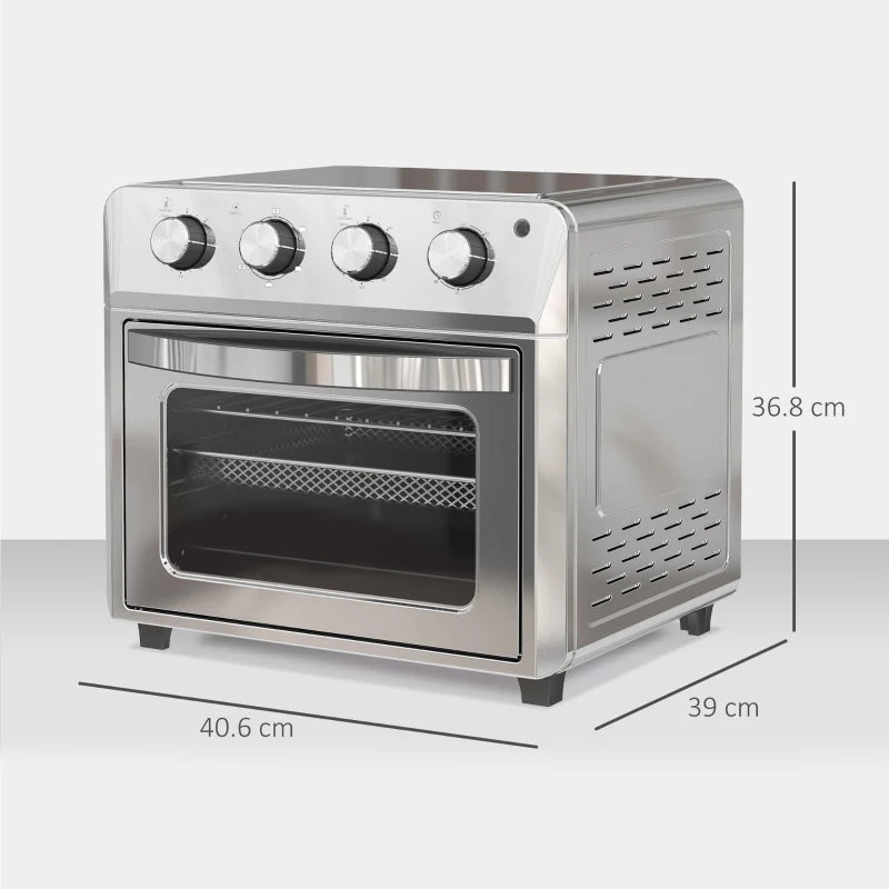 24L Air Fryer Oven - Oil-Free Cooking, Grill & Bake, Touch Screen, Adjustable Temp, Timer, 1600W, Dishwasher Safe, Silver